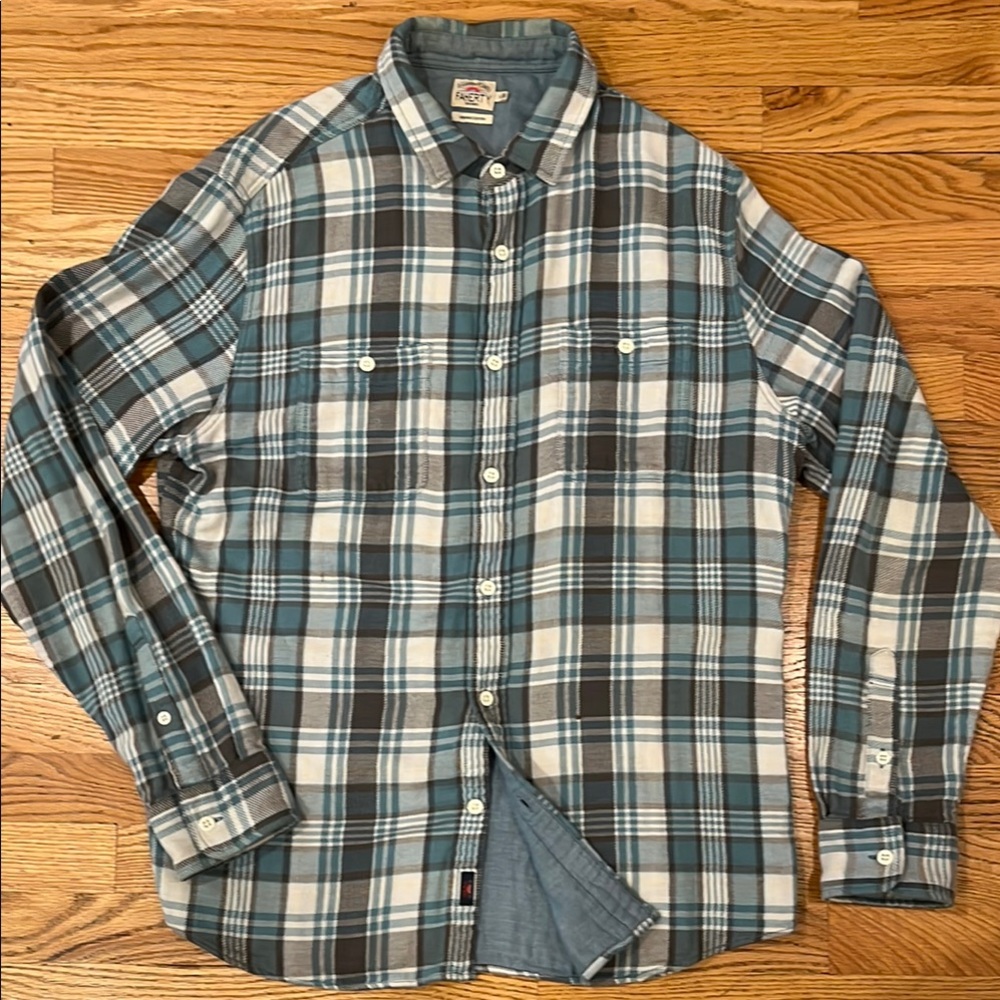 Faherty Blue and Gray Casual Button Down Shirt Men’s Size L